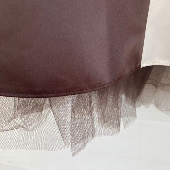 Jessica McClintock for Gunne Sax Brown & White Satin & Tulle Formal Dress 9/10 - Picture 6 of 6